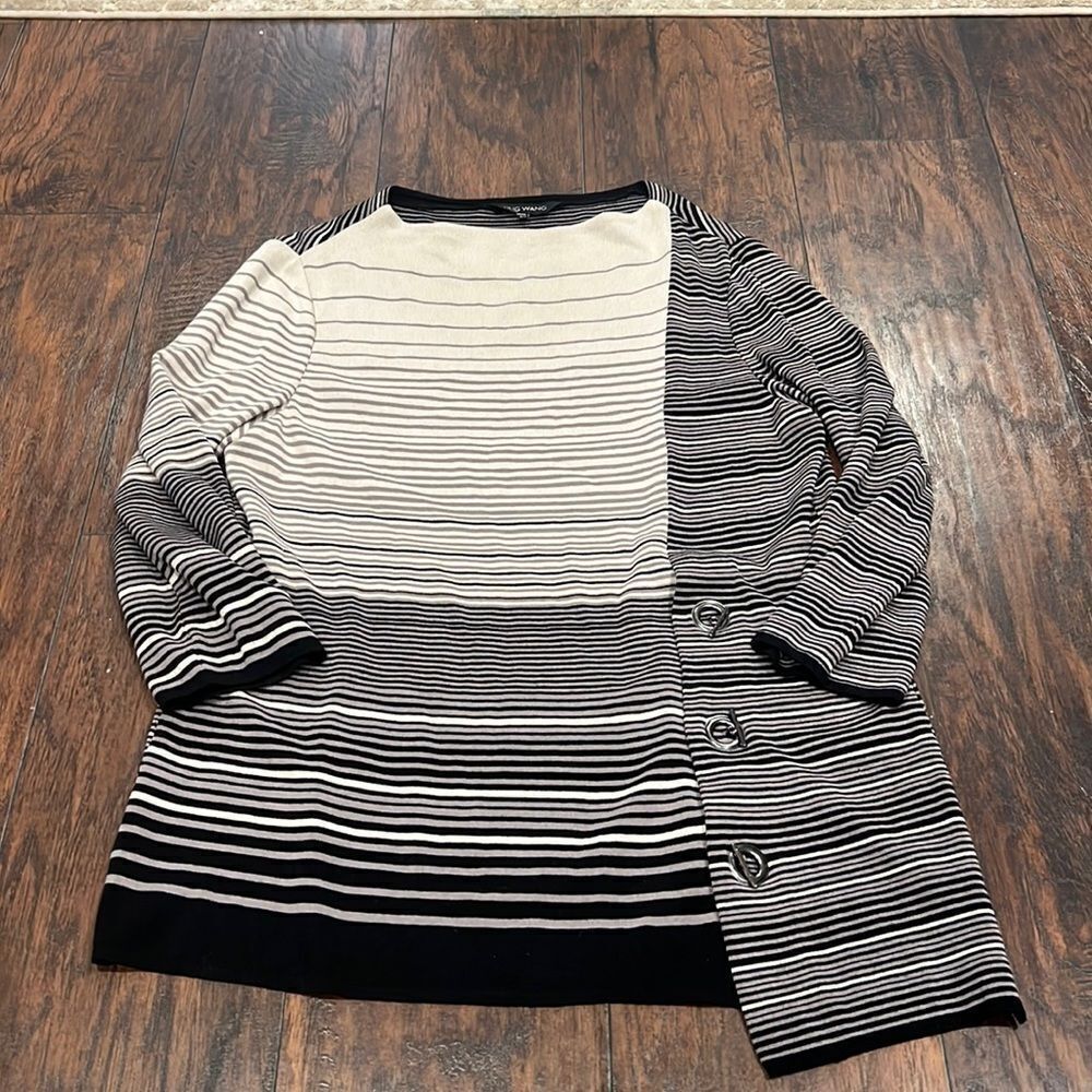 Ming Wang size M striped color block asymmetrical pullover sweater EUC unique